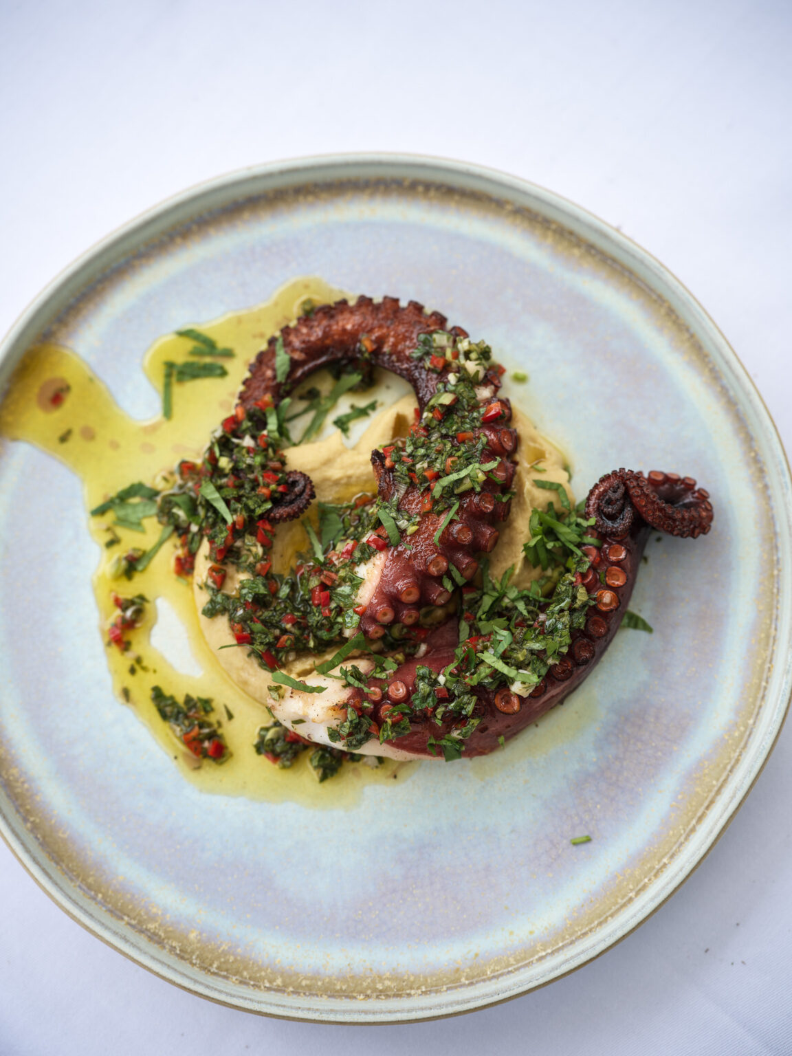 Une assiette de poulpe grillé