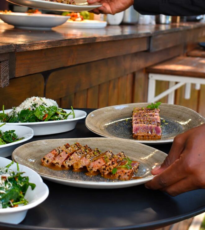 Dishes from La Vieille Fontaine restaurant in Maisons-Laffitte, seasonal cooking, plated with care